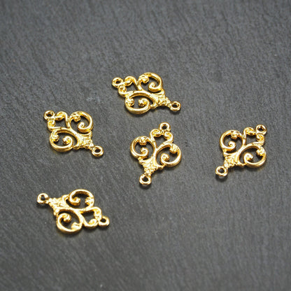 10 Verbinder filigranes Ornament, goldfarben, 10841