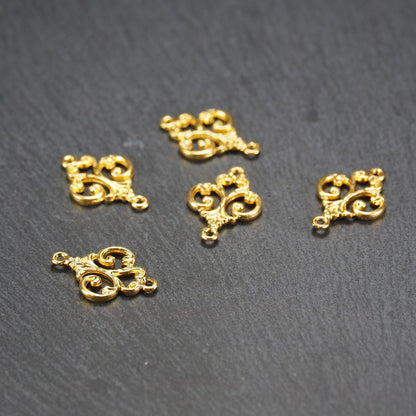 10 Verbinder filigranes Ornament, goldfarben, 10841