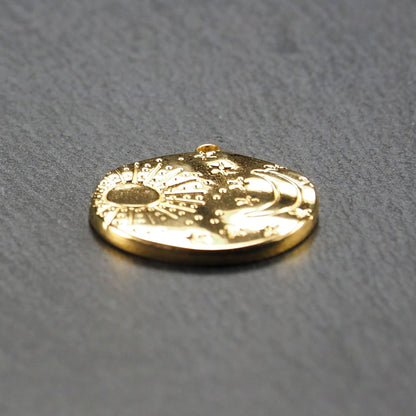 Anhänger Sonne, Mond und Sterne, Edelstahl 304, vergoldet, 10824