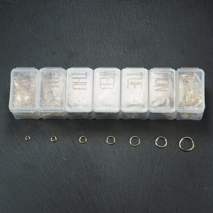 Binderinge vergoldet, hellgoldfarben, in Sortierbox, 10984