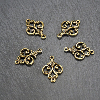 10 Verbinder filigranes Ornament, bronzefarben, 10840
