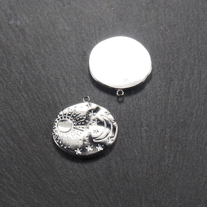 Anhänger Sonne Mond und Sterne, Edelstahl 304, silberfarben, 10825