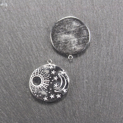 Anhänger Sonne Mond und Sterne, Edelstahl 304, silberfarben, 10825