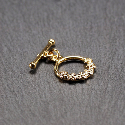 Knebelverschluss floral, Messing, 18 Karat vergoldet, 10932