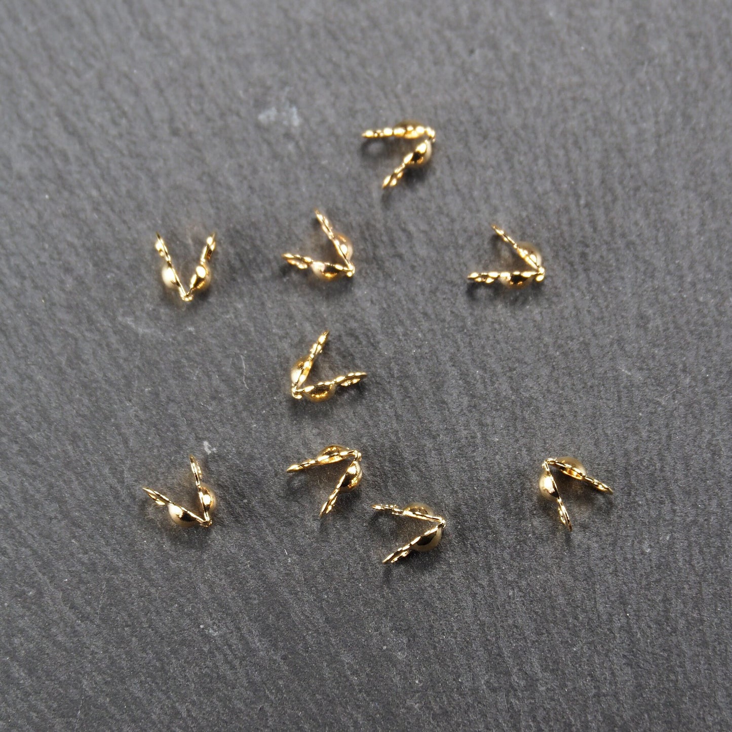 10 Kalotten Endkappen, Messing 24 Karat vergoldet, 10935