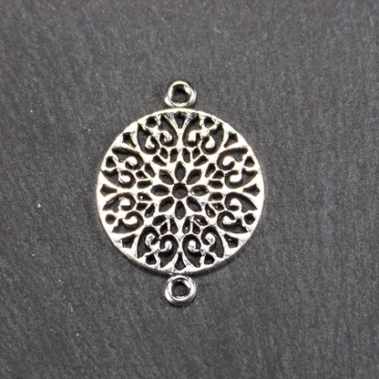5 Verbinder Mandala, antik silberfarben, 11006