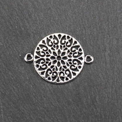 5 Verbinder Mandala, antik silberfarben, 11006
