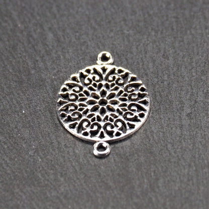 5 Verbinder Mandala, antik silberfarben, 11006