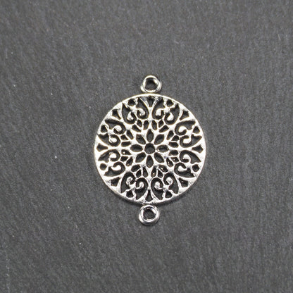 5 Verbinder Mandala, antik silberfarben, 11006