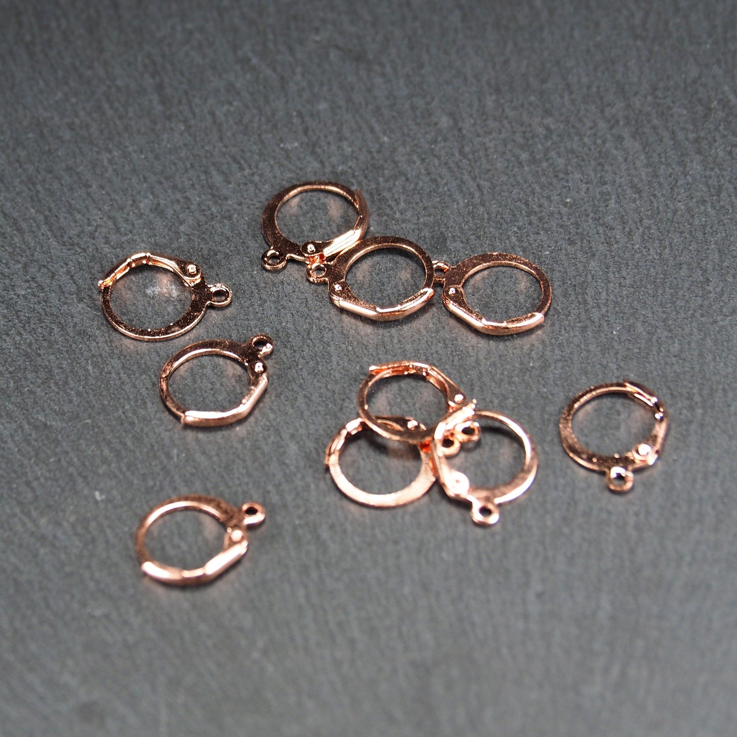 5 Paar runde Klappbrisuren, chirurgischer Edelstahl 316, rosévergoldet, 11019