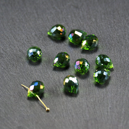 4 Tropfen Anhänger, Glas, grün, 10365