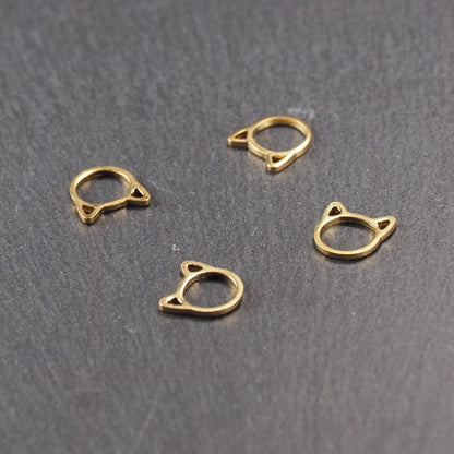 4 Anhänger Katzenverbinder, Messing, goldfarben, 10992