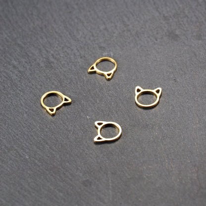 4 Anhänger Katzenverbinder, Messing, goldfarben, 10992