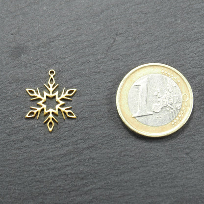 Anhänger Schneeflocke, Edelstahl 304 vergoldet, 11033