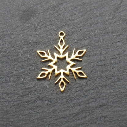 Anhänger Schneeflocke, Edelstahl 304 vergoldet, 11033