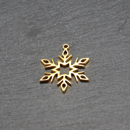 Anhänger Schneeflocke, Edelstahl 304 vergoldet, 11033