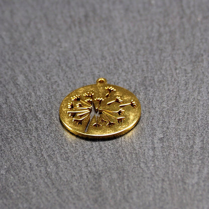 Anhänger Pusteblume, Edelstahl 304, vergoldet, 11039