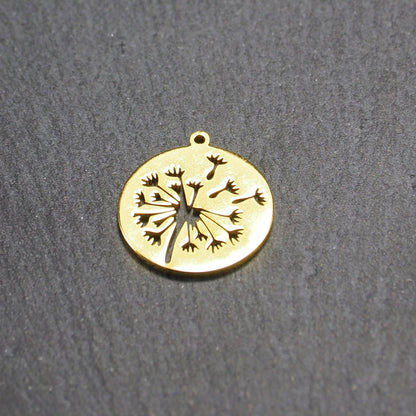 Anhänger Pusteblume, Edelstahl 304, vergoldet, 11039