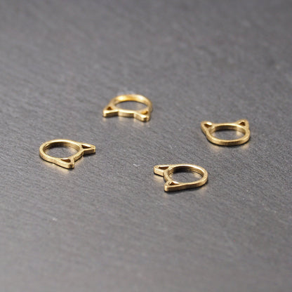 4 Anhänger Katzenverbinder, Messing, goldfarben, 10992