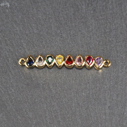 Verbinder mit bunten Zirkonia, vergoldet, Tropfenform, 11025