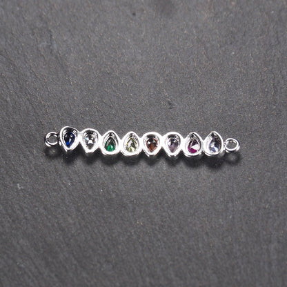 Verbinder Tropfenform, bunte Zirkonia, rhodiniert, 11026