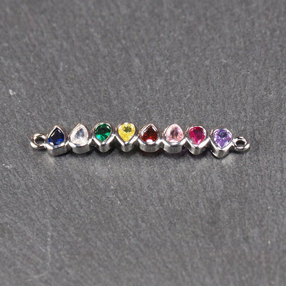 Verbinder Tropfenform, bunte Zirkonia, rhodiniert, 11026