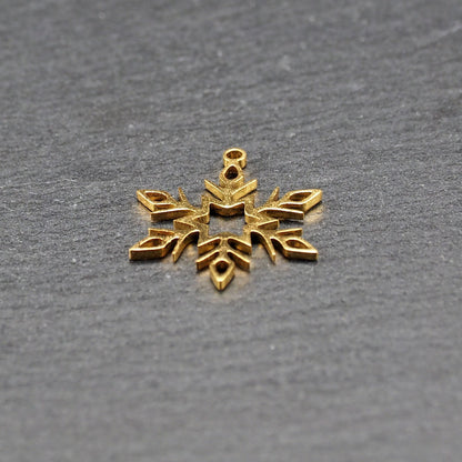 Anhänger Schneeflocke, Edelstahl 304 vergoldet, 11033