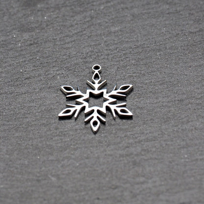 Anhänger Schneeflocke, Edelstahl 304, filigran, 11034