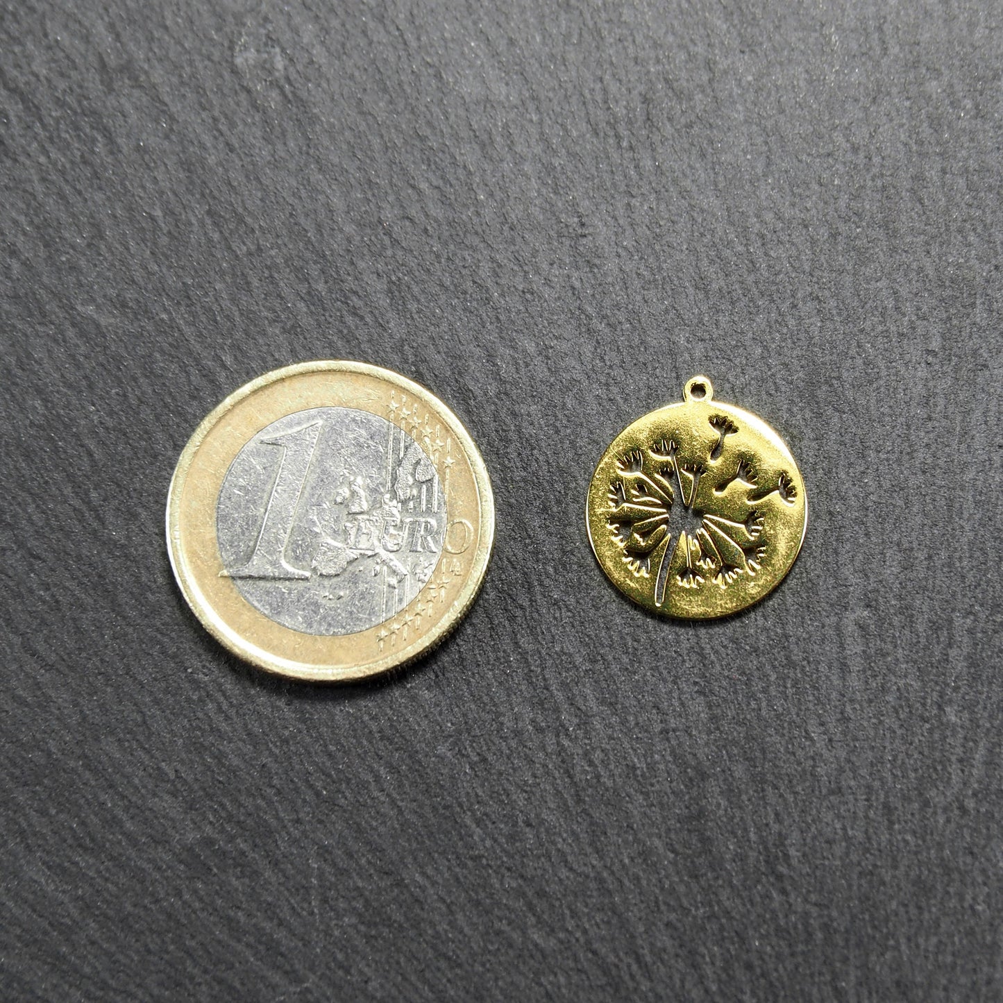 Anhänger Pusteblume, Edelstahl 304, vergoldet, 11039