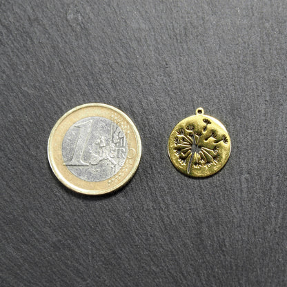 Anhänger Pusteblume, Edelstahl 304, vergoldet, 11039