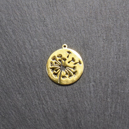 Anhänger Pusteblume, Edelstahl 304, vergoldet, 11039