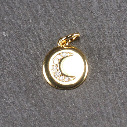 Anhänger Mond Zirkonia Messing 24 Karat vergoldet, 11045
