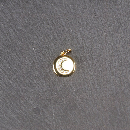 Anhänger Mond Zirkonia Messing 24 Karat vergoldet, 11045