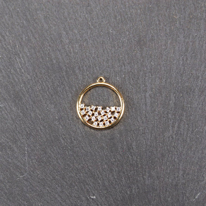 Anhänger rund, Zirkonia, Messing, 24 Karat vergoldet, 11046