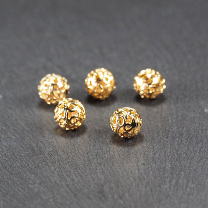 Perle filigran, Messing, 18 Karat vergoldet, 11003