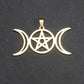 Anhänger Pentagramm Mondphasen, chirurgischer Edelstahl ionenvergoldet, 11013