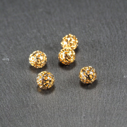 Perle filigran, Messing, 18 Karat vergoldet, 11003