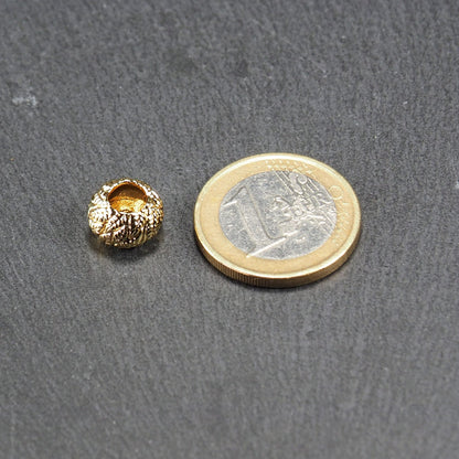 Großloch Perle Blätter floral, Messing, 18 Karat vergoldet, 11004