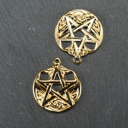 Anhänger Pentagramm, Edelstahl ionenvergoldet, goldfarben, 10897