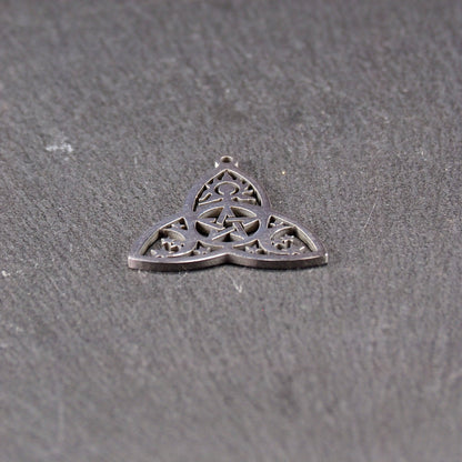 Anhänger Triquetra Pentagram Sonne Mondphasen, 304L Edelstahl, keltisch, 11065