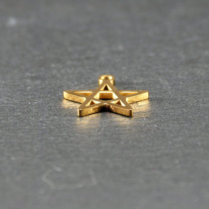 Anhänger Pentagramm, Edelstahl 304L ionenvergoldet, 11079