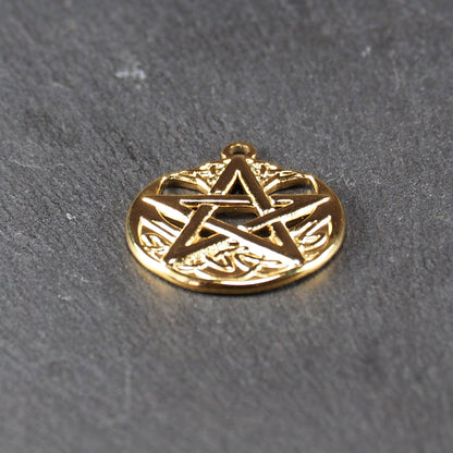 Anhänger Pentagramm, Edelstahl ionenvergoldet, goldfarben, 10897