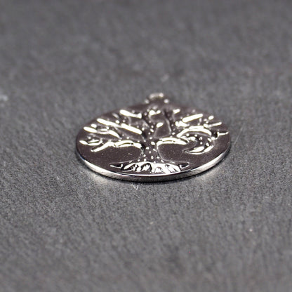 Anhänger Baum des Lebens Mondsichel, Edelstahl 304, silberfarben, 10894