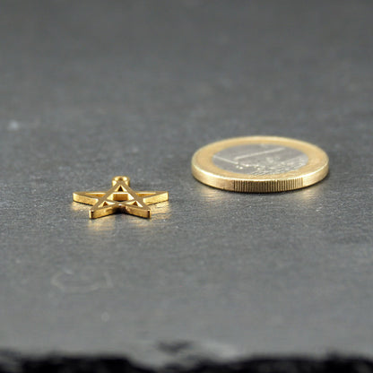 Anhänger Pentagramm, Edelstahl 304L ionenvergoldet, 11079