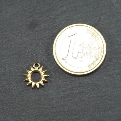 Anhänger Sonne, chirurgischer Edelstahl 316L, ionenvergoldet, 11086