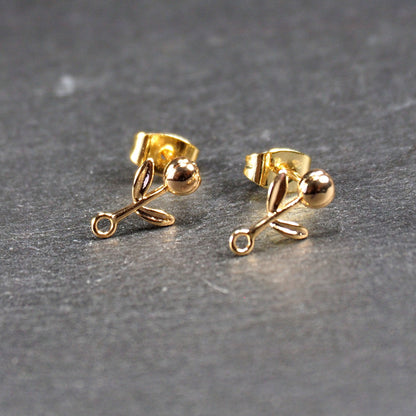 1 Paar Ohrstecker Tulpen Blumen Messing 24K vergoldet, 11100