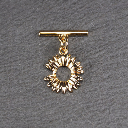 Knebel Verschluss, Messing, 24 Karat vergoldet, Gänseblümchen-Design, 11093