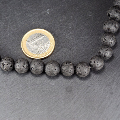 Lava Perlen, 10 mm, Naturmaterial, Strang 36 cm, ca. 37 Stück, 10921