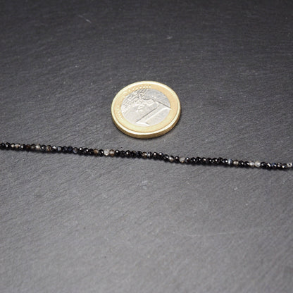 Natürliche schwarze Achat Perlen, 2 mm, rund facettiert, 10916