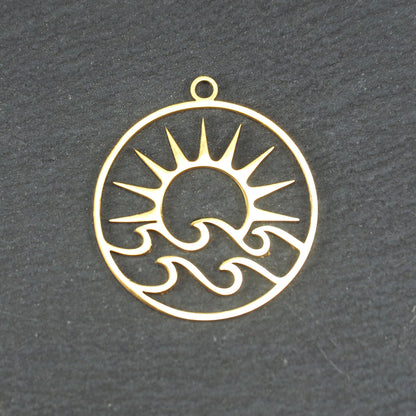 Anhänger Sonne und Meer, chirurgischer Edelstahl 316L, ionenvergoldet, 11090